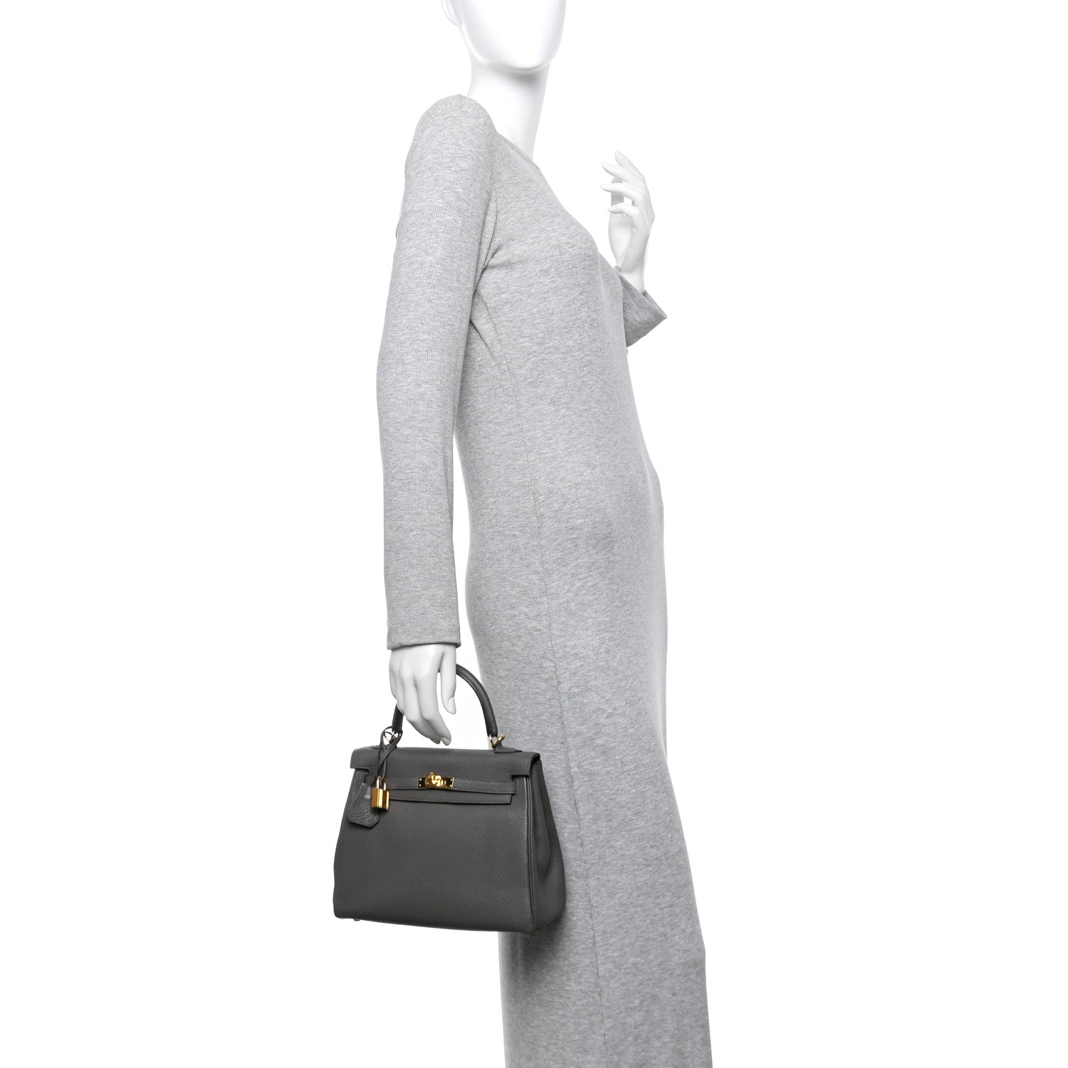Hermes Togo Kelly Retourne 25 Etain 3 of 12