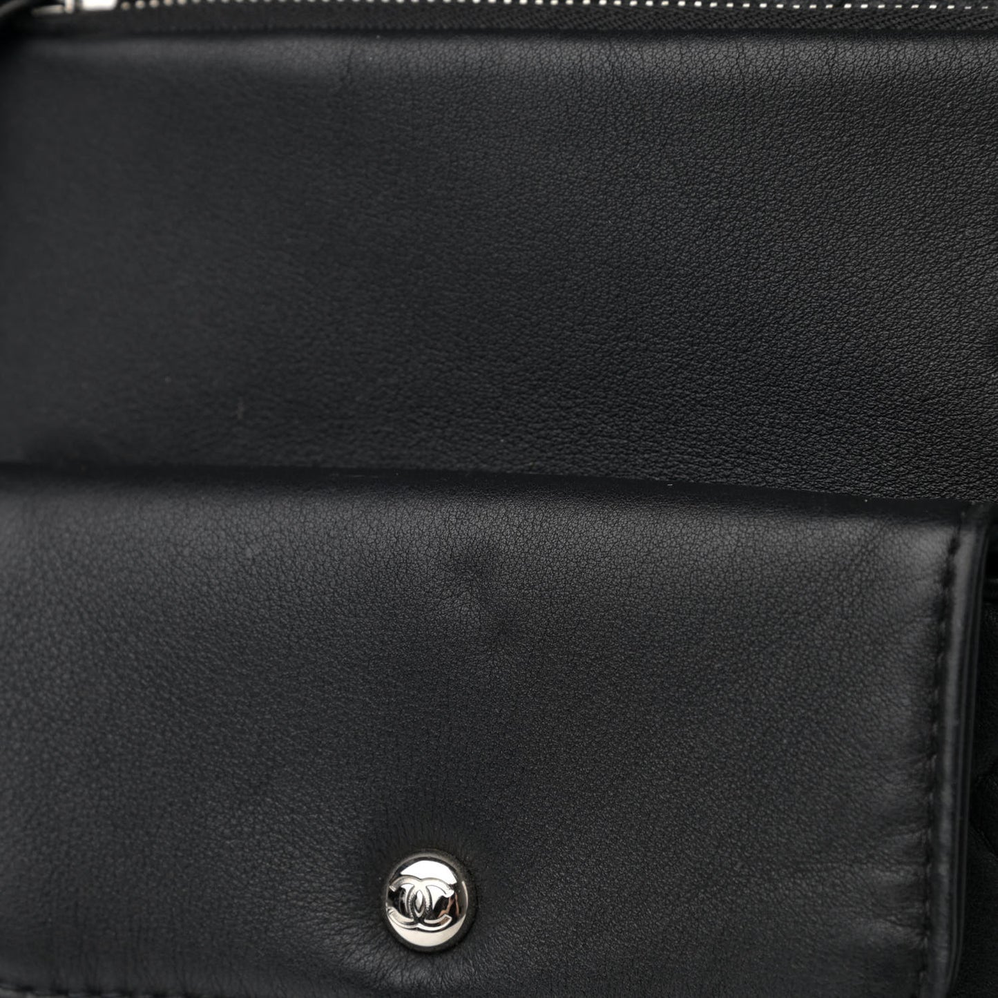 Calfskin Quilted Ultra Pocket Shopping Tote Black