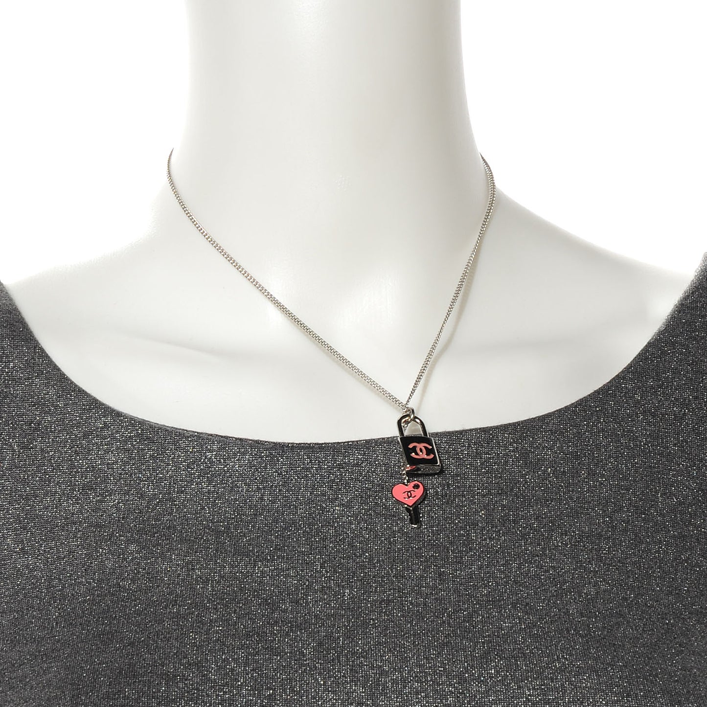 Padlock and Key CC Necklace Pink