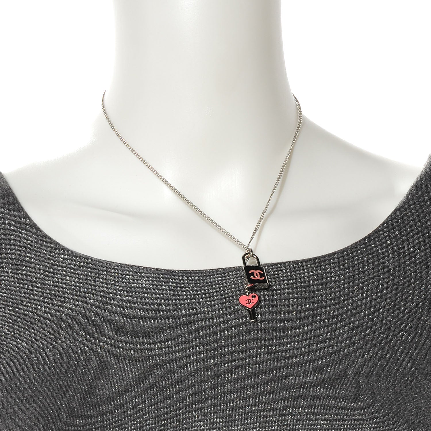 Chanel Padlock and Key CC Necklace Pink 2 of 4