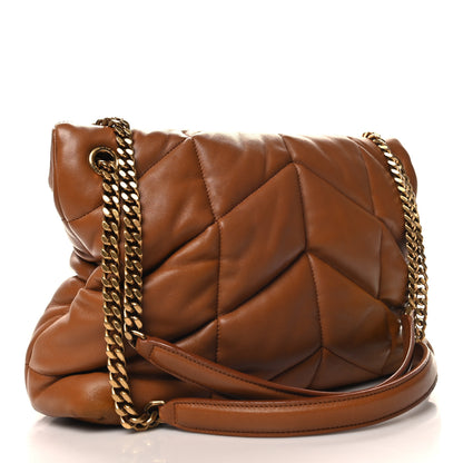 Saint Laurent Lambskin Quilted Medium Loulou Puffer Monogram Chain Satchel Miel Dark 3 of 13