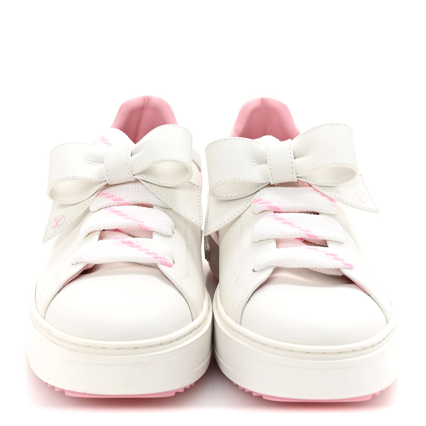 Calfskin Time Out Bow Sneakers 40 White Pink
