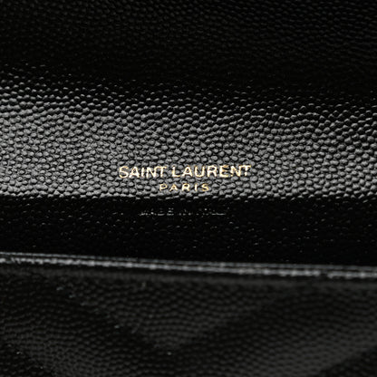 Saint Laurent Grain De Poudre Matelasse Chevron Monogram Envelope Clutch Black 7 of 8