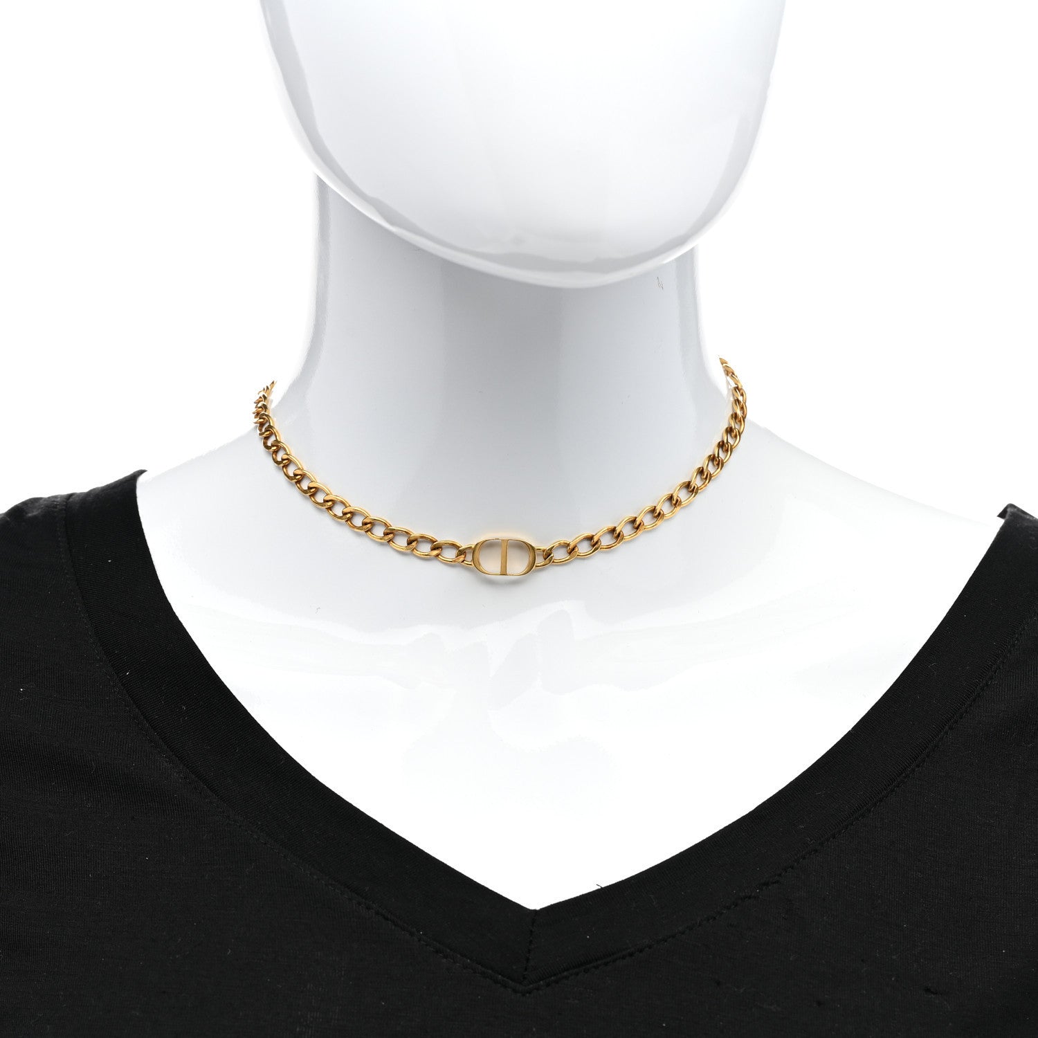 Christian Dior Metal Petit CD Choker Necklace Gold 2 of 5