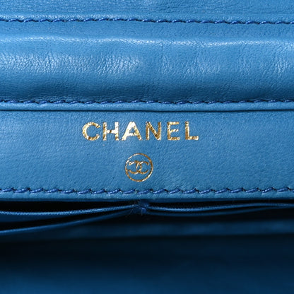 Chanel Caviar Timeless CC Wallet On Chain WOC Blue 6 of 11