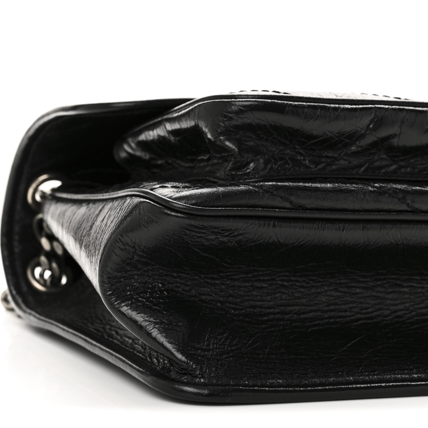 Saint Laurent Crinkled Calfskin Matelasse Monogram Medium Niki Chain Satchel Black 9 of 10