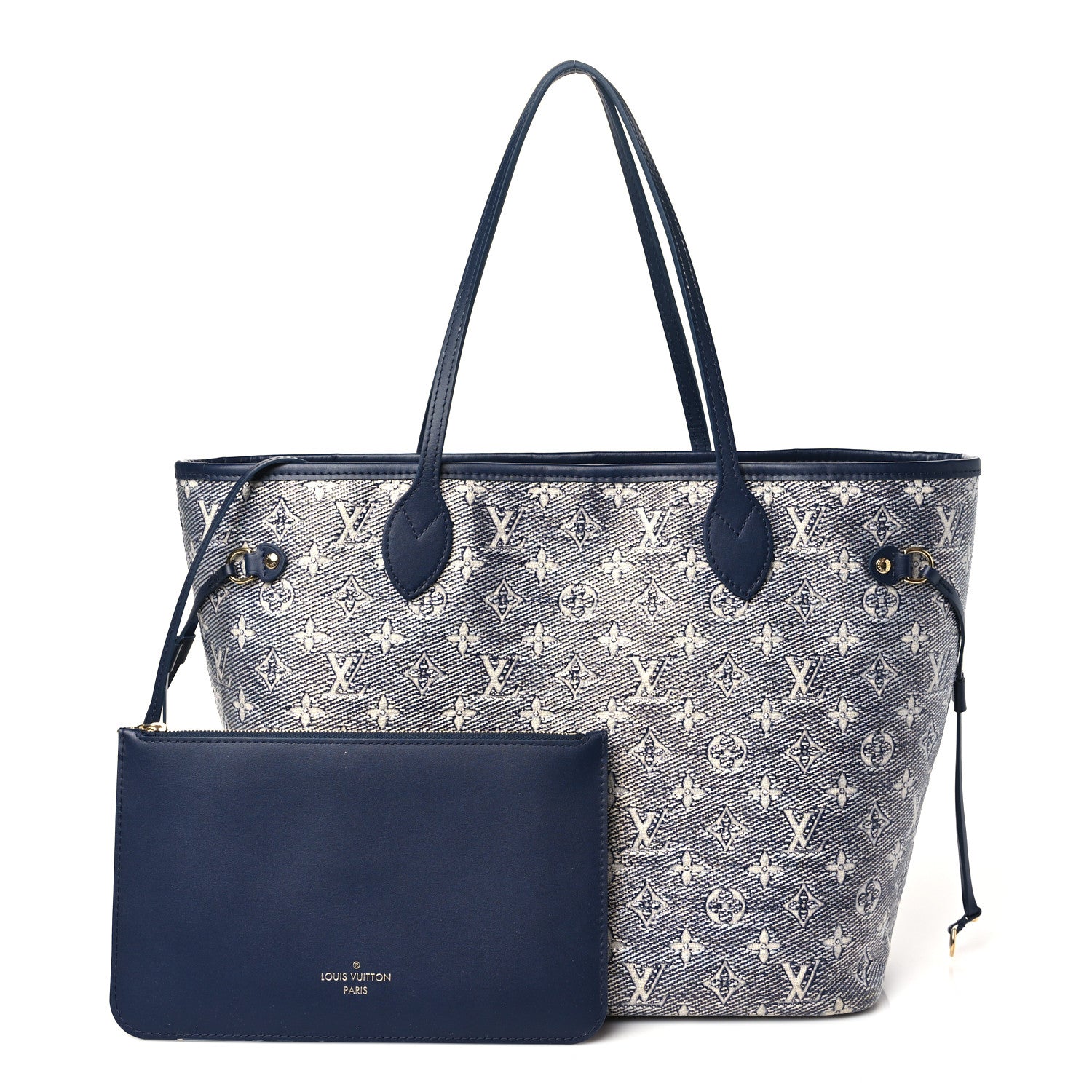 Louis Vuitton Monoglam Neverfull MM Blue 3 of 12