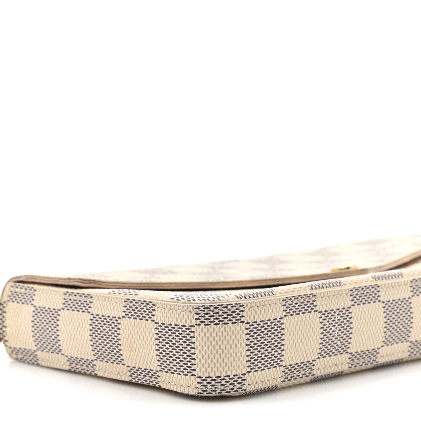 Damier Azur Pochette Felicie Chain Wallet Rose Ballerine