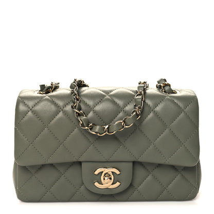 Chanel Lambskin Quilted Mini Rectangular Flap Green 1 of 9