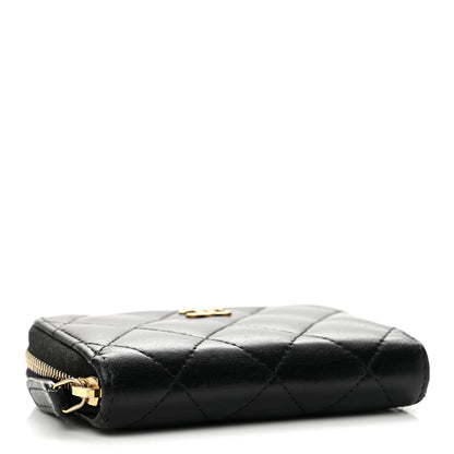 Chanel Lambskin Quilted Zip Coin Purse Black 4 of 9