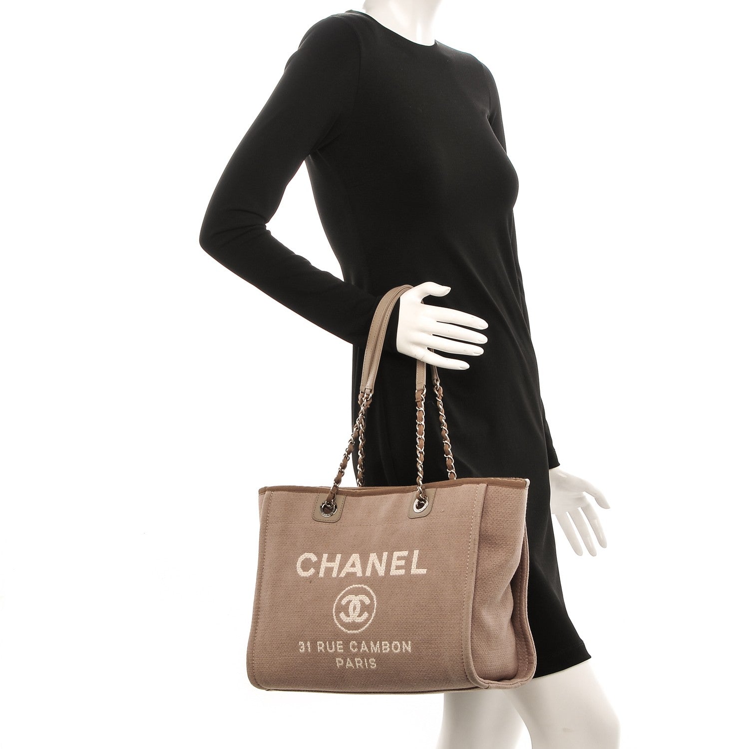 Chanel Canvas Small Deauville Tote Ecru 2 of 8