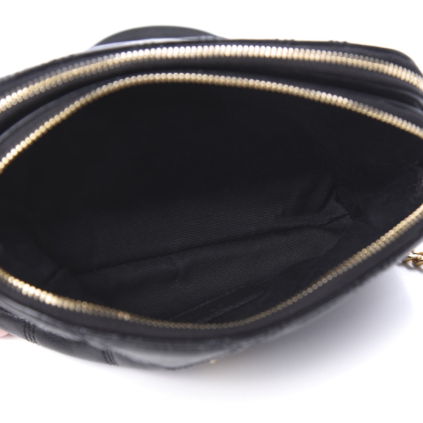 Grained Lambskin Quilted Mini Becky Double Zip Bag Black