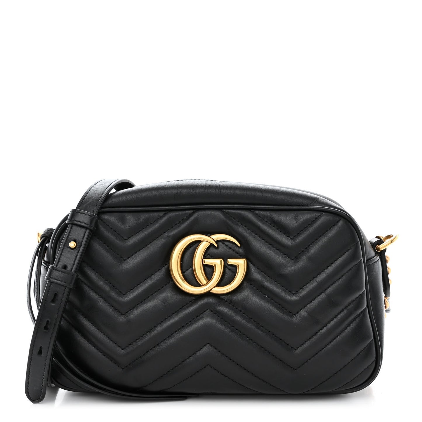 Calfskin Matelasse Small GG Marmont Chain Shoulder Bag Black