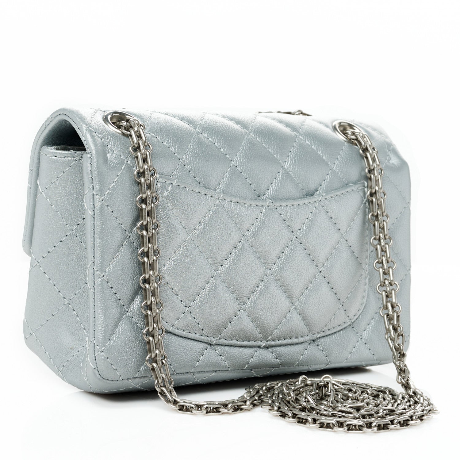Chanel Metallic Grained Calfskin Quilted 2.55 Reissue Mini Flap Silver 2 of 9