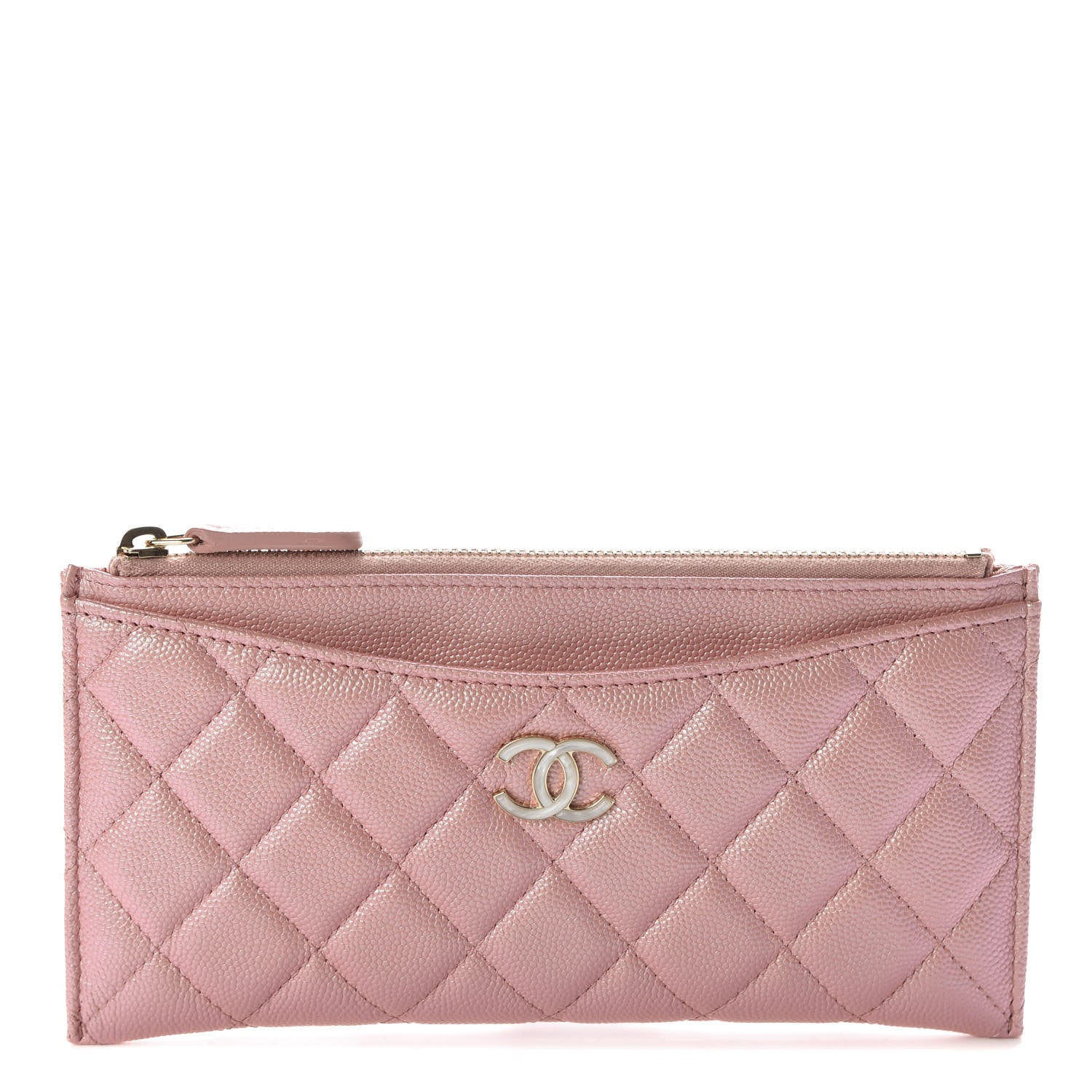Chanel Iridescent Caviar Quilted Classic Zip Pouch Rose Pink 1 of 8