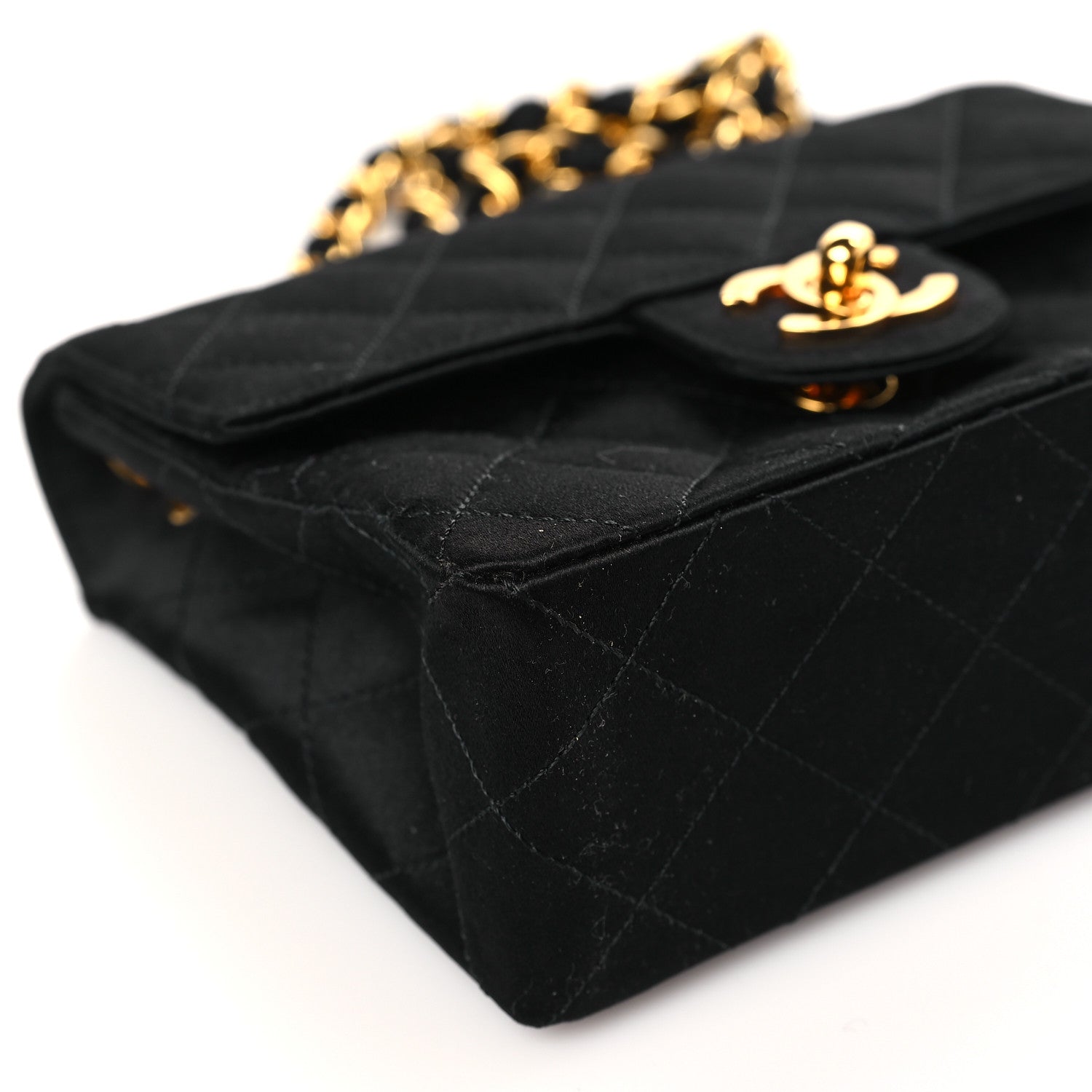 Chanel Satin Quilted Mini Square Flap Black 9 of 9