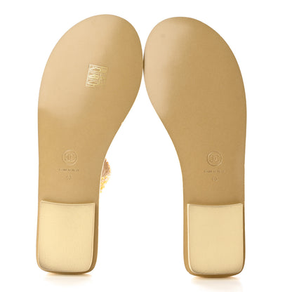 Chanel Tweed CC Sandals 40 Yellow Light Pink 5 of 11