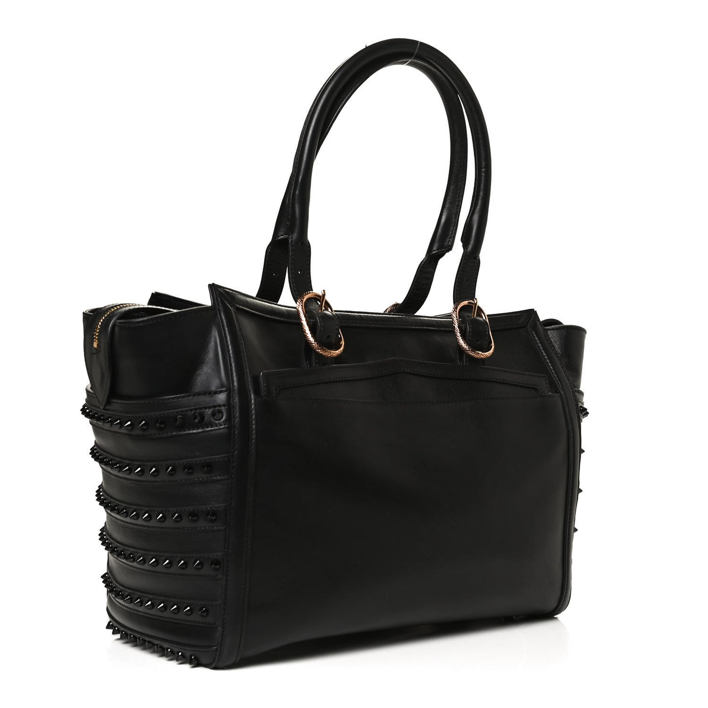 Calfskin Spikes Farida Bowler Bag Black