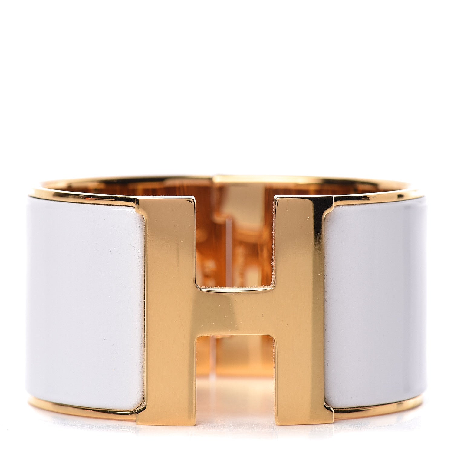 Hermes Enamel Extra Wide Clic Clac H Bracelet PM White 1 of 6