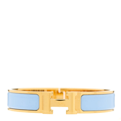 Hermes Enamel Narrow Clic Clac H Bracelet PM Bleu Chemise 1 of 4