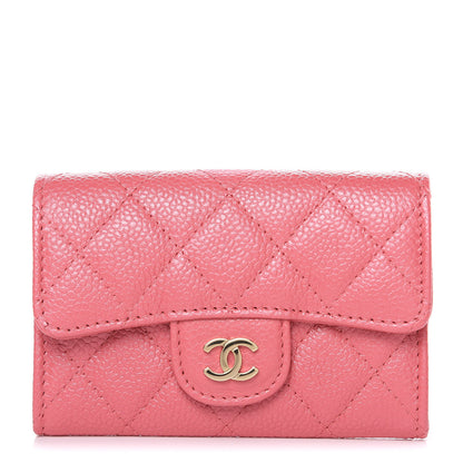 Chanel Metallic Caviar Quilted Flap Card Holder Pink 1 of 9