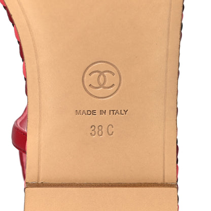 Chanel Lambskin Chain Thong Sandals 38 Dark Red 6 of 7