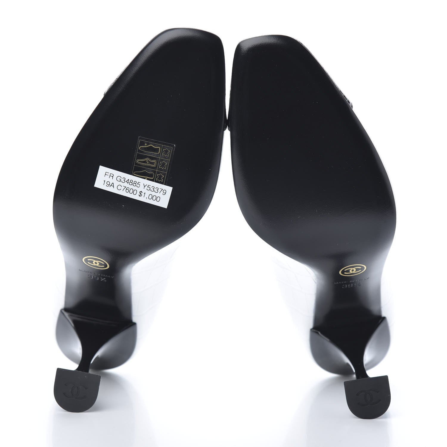 Chanel Crocodile Embossed Calfskin Cap Toe CC Pumps 39.5 Black White 5 of 10