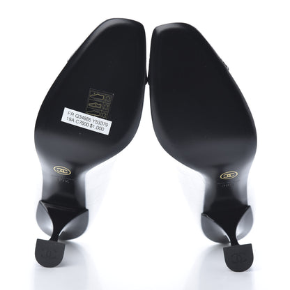 Chanel Crocodile Embossed Calfskin Cap Toe CC Pumps 39.5 Black White 5 of 10