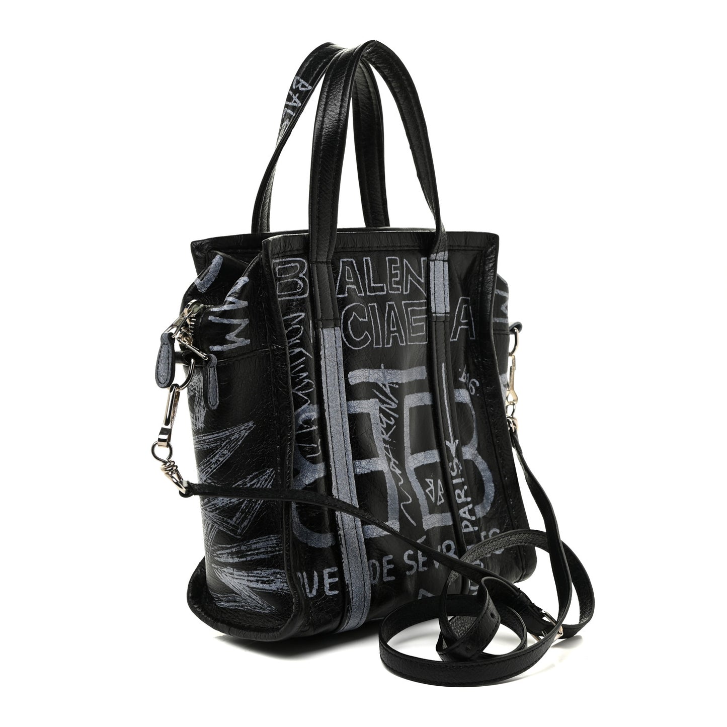 Agneau Arena Graffiti All Over XS Bazar Shopper Tote Black White