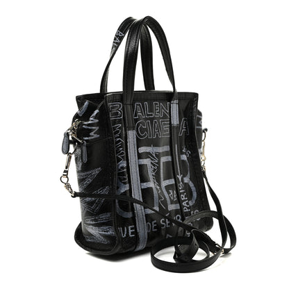 Balenciaga Agneau Arena Graffiti All Over XS Bazar Shopper Tote Black White 3 of 11