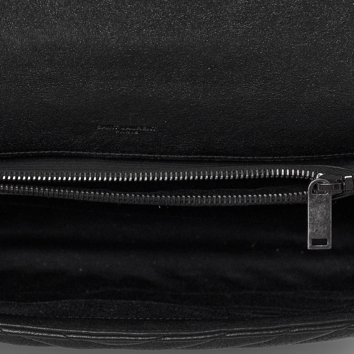 Sheepskin Matelasse Chevron Monogram Large College Satchel Black