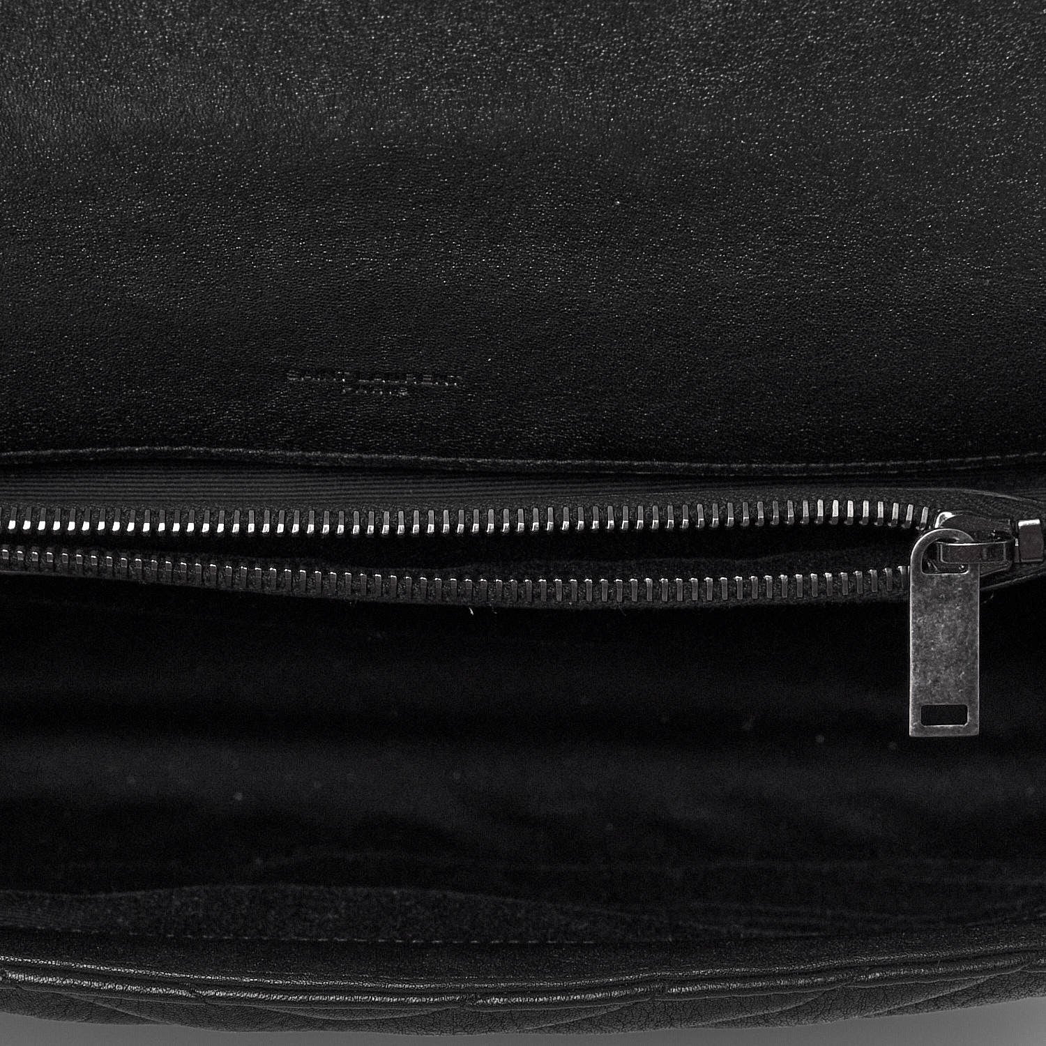 Saint Laurent Sheepskin Matelasse Chevron Monogram Large College Satchel Black 5 of 6