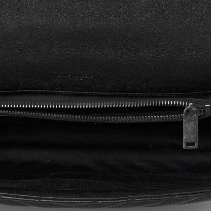 Saint Laurent Sheepskin Matelasse Chevron Monogram Large College Satchel Black 5 of 6