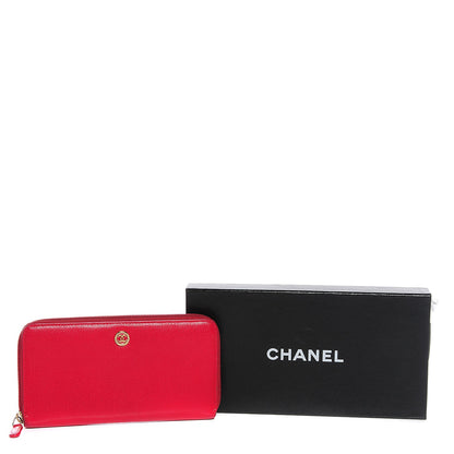 Chanel Textured Calfskin Zip Around Wallet Red 9 of 9
