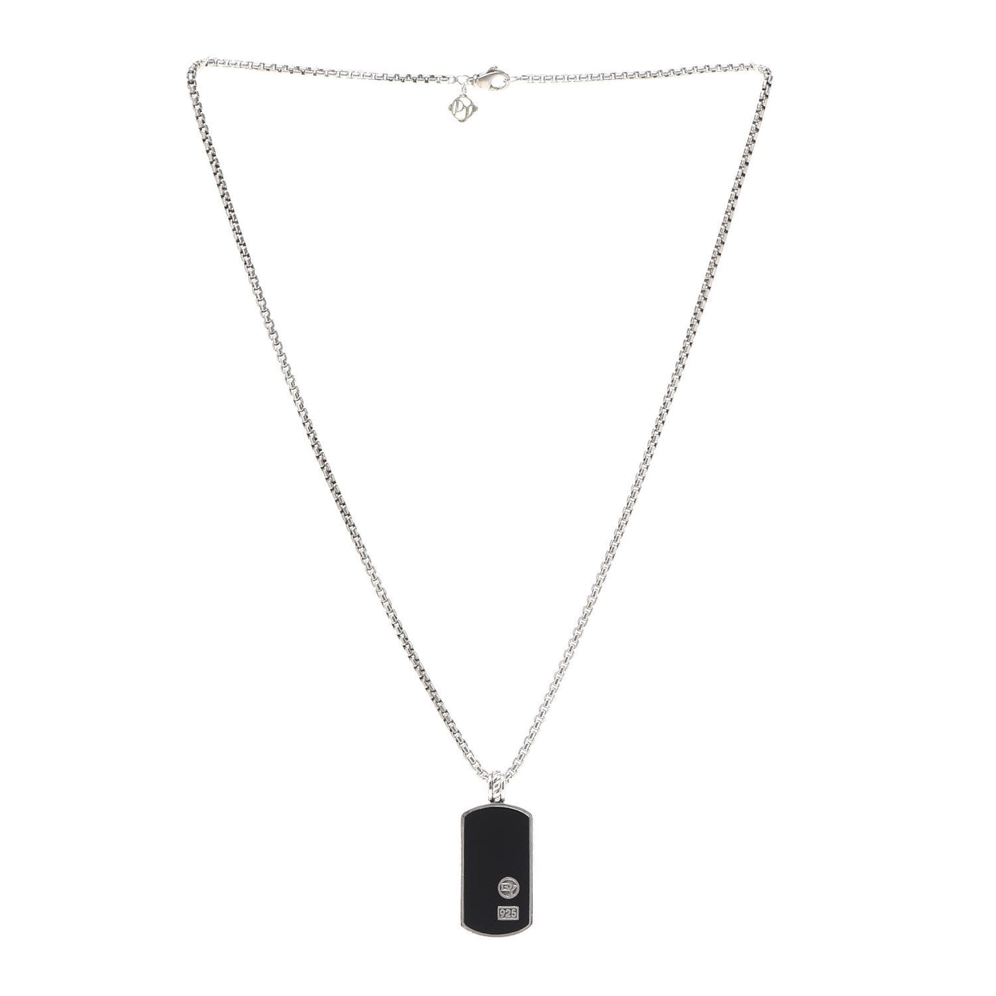 Sterling Silver Black Onyx Dog Tag Necklace