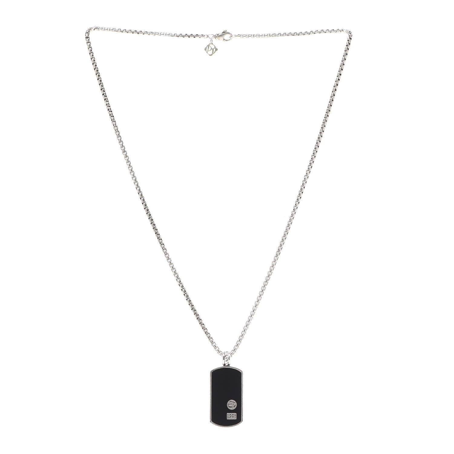 David Yurman Sterling Silver Black Onyx Dog Tag Necklace 3 of 5