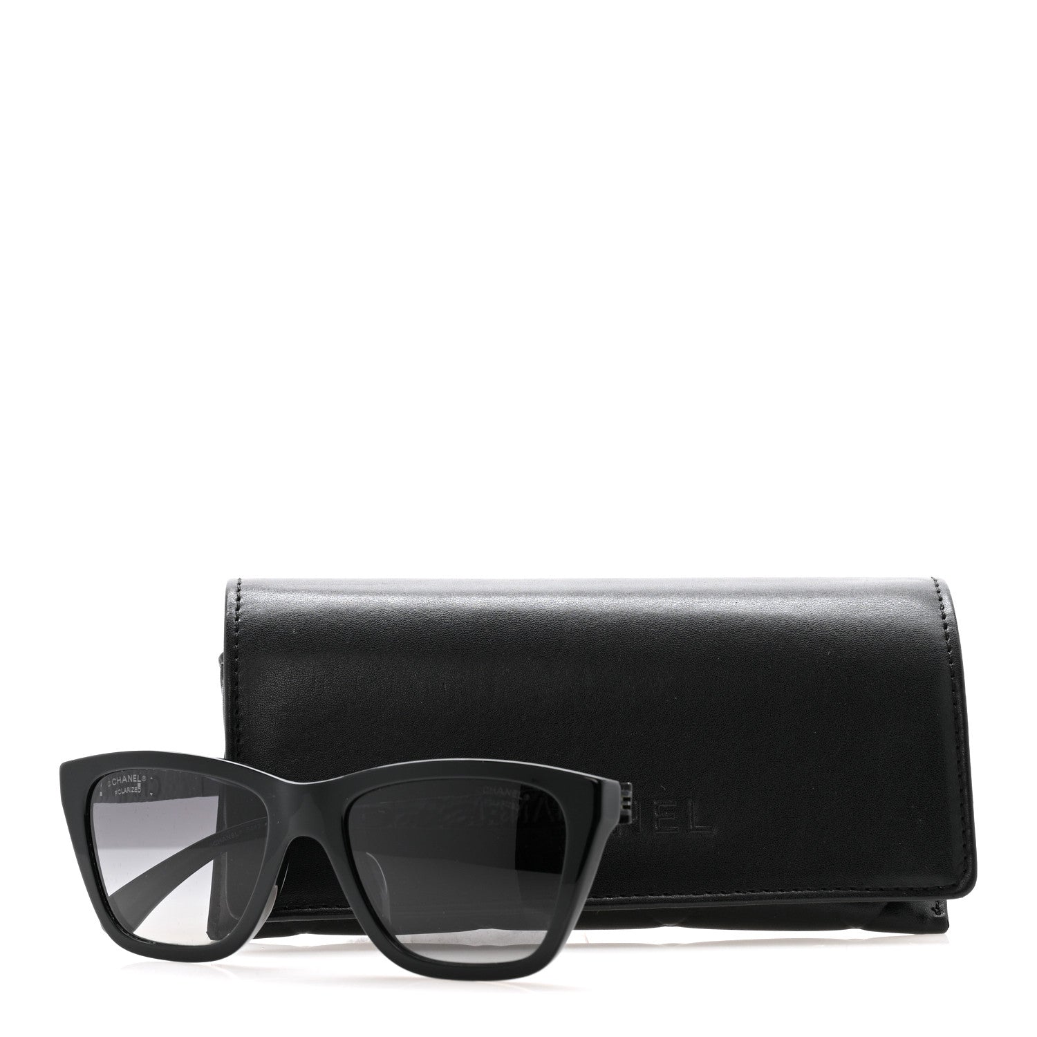 Chanel Acetate Metal Polarized Rectangle Sunglasses 5442 Black