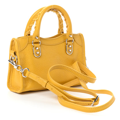 Balenciaga Chevre Silver Metallic Edge Hardware Nano City Jaune Epi 3 of 8