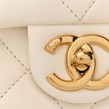 Chanel Lambskin Quilted Logo Mini Flap With Handle White 18 of 20
