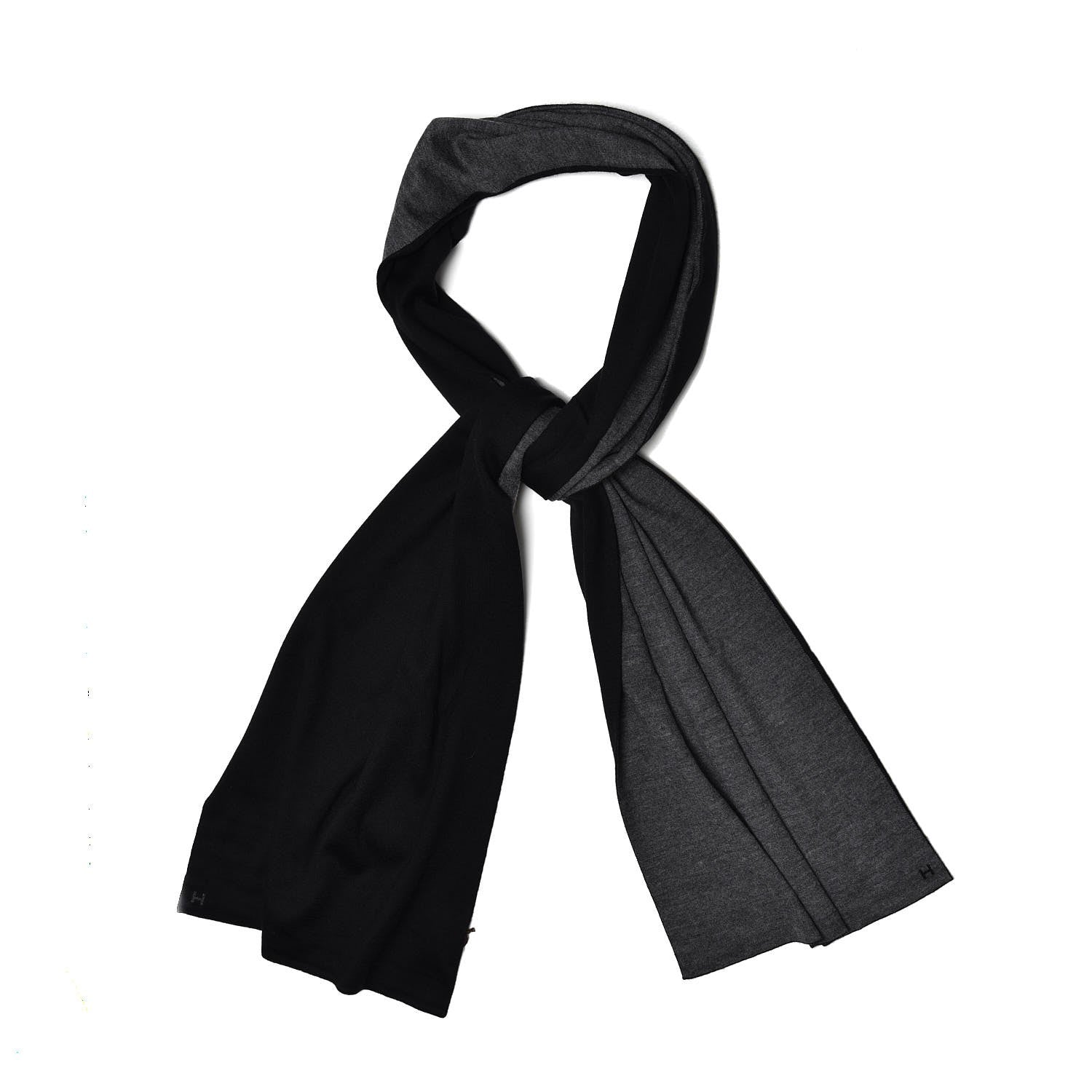 Hermes Cashmere Silk Aller Retour Scarf Black 1 of 5