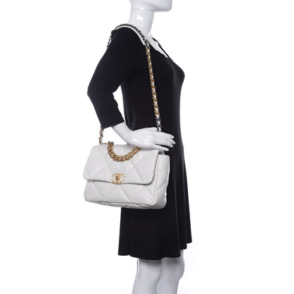 Chanel Goatskin Quilted Large Chanel 19 Flap White 2 of 10