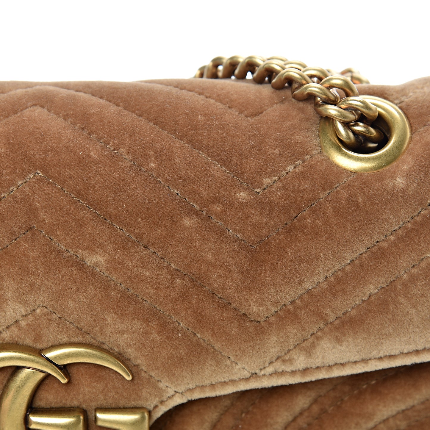 Velvet Matelasse Small GG Marmont Shoulder Bag Taupe