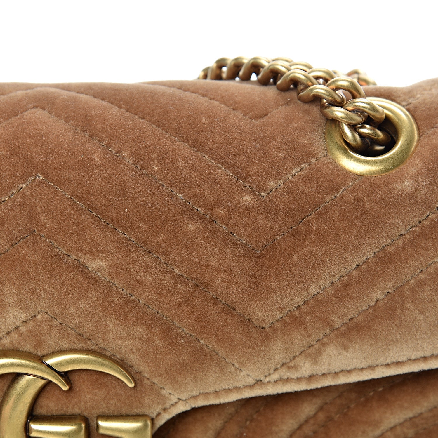 Gucci Velvet Matelasse Small GG Marmont Shoulder Bag Taupe 12 of 12