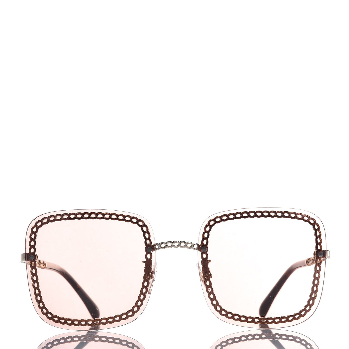 Metal Removable Chain Square Sunglasses 4244 Light Brown