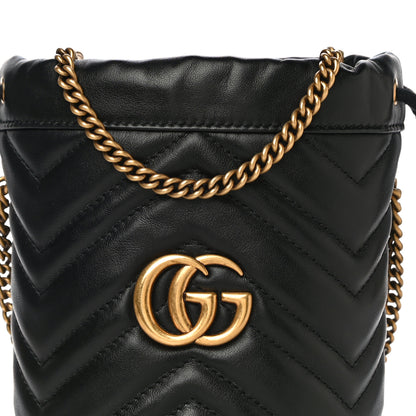 Gucci Calfskin Matelasse Mini GG Marmont 2.0 Bucket Bag Black 8 of 10