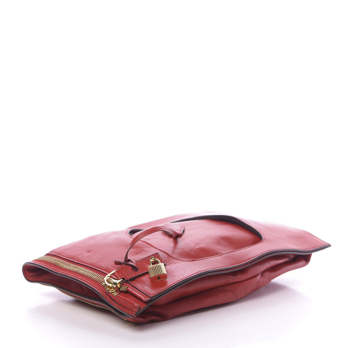 Ramskin Small Alix Padlock Zip Shoulder Bag Dark Orange