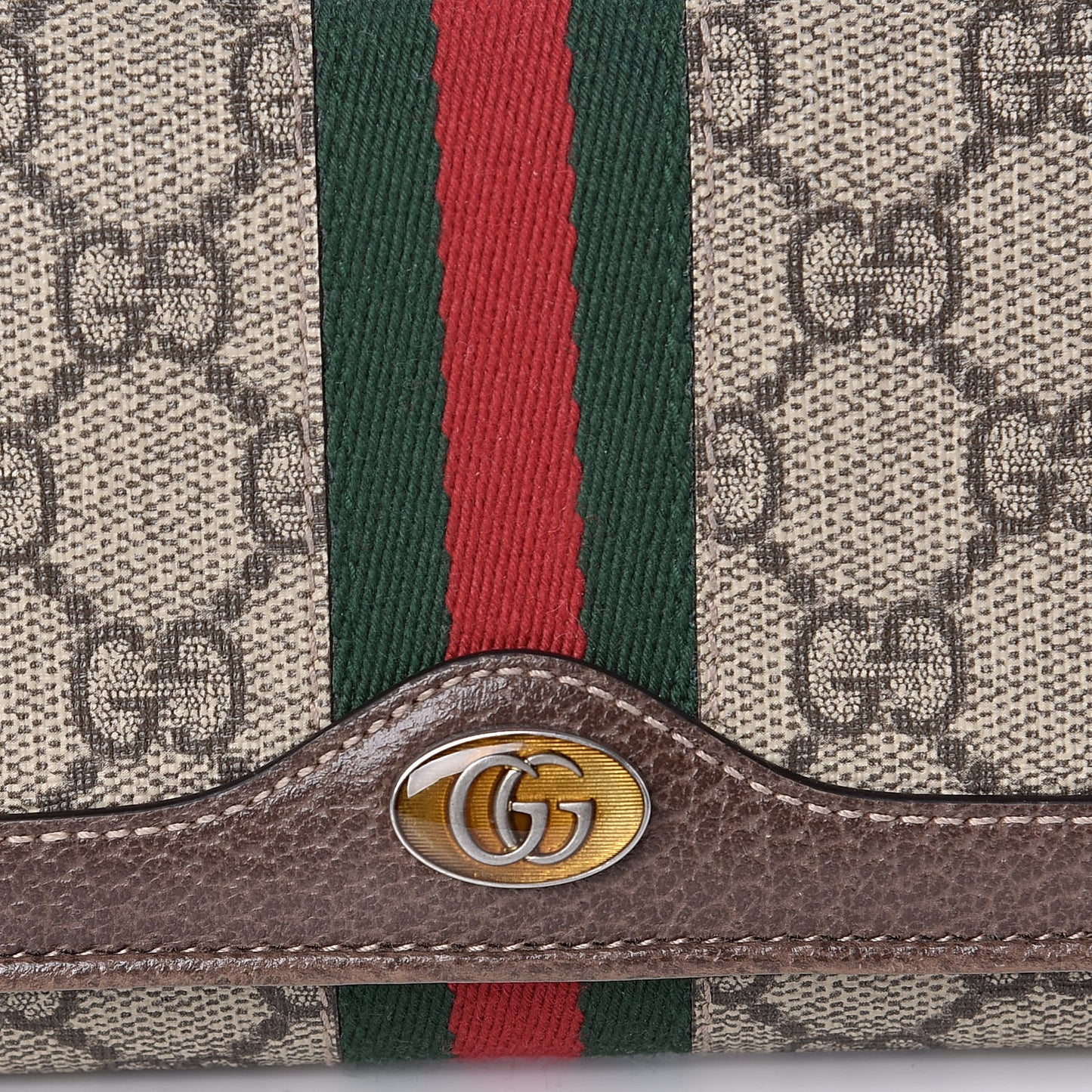 GG Supreme Monogram Web Ophidia Wallet On Chain Brown