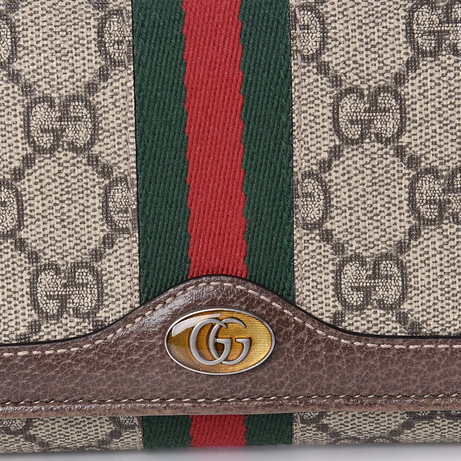 Gucci GG Supreme Monogram Web Ophidia Wallet On Chain Brown 10 of 10