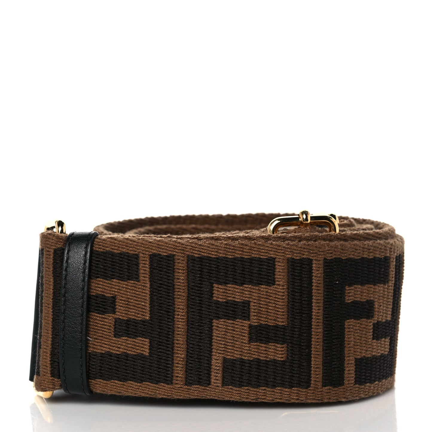 Ribbon Vitello Seta FF 1974 Adjustable Strap You Fango Marrone Black