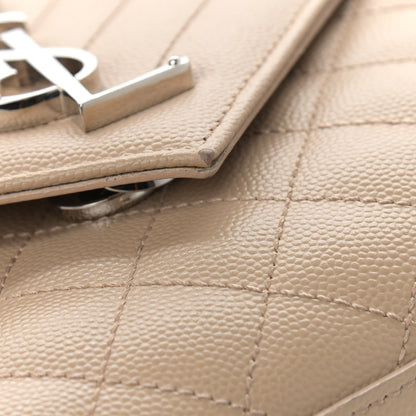 Saint Laurent Grain De Poudre Textured Mixed Matelasse Medium Triquilt Monogram Satchel Dark Beige 10 of 13